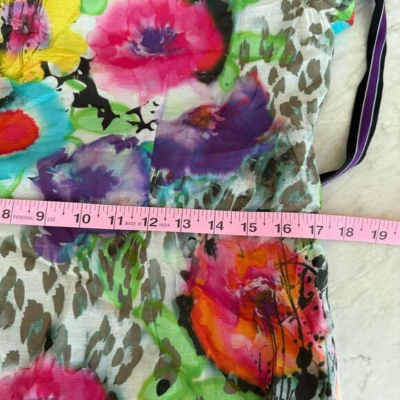 Hauber silk blend floral water colors dress with belt size M - Picture 7 of 8